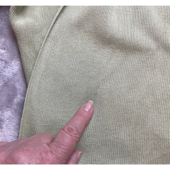 Eileen Fisher Cardigan Sweater Womens M Pear Green Silk Blend Open Cascade Front - Picture 8 of 9